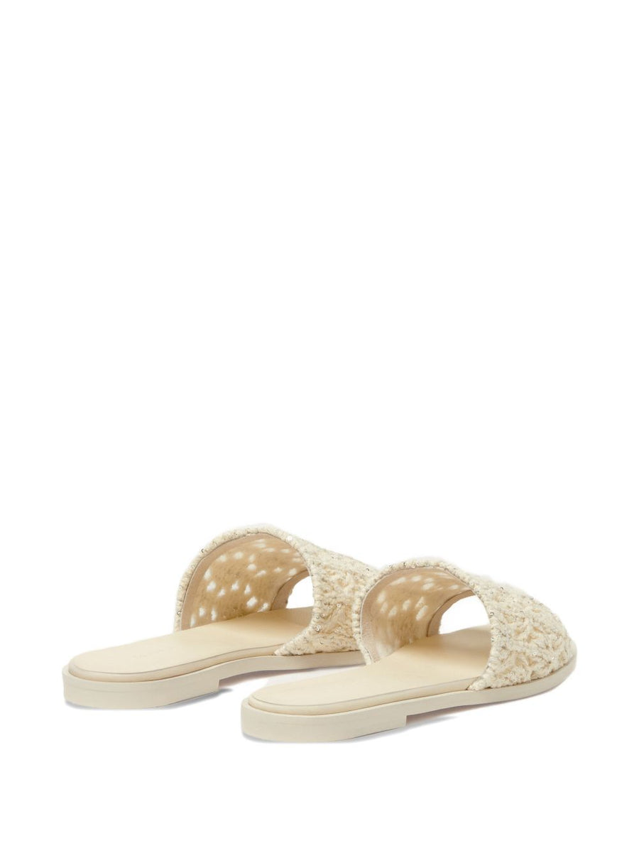Fabiana Filippi Knitted Flat Sandals White Cotton Knit For Women Lightweight Contemporary Summer Essentials