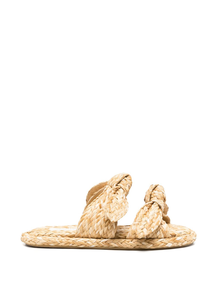 Zimmermann Beige Knot Detail Woven Sandals Open Toe Slip On One Centimeter Heel