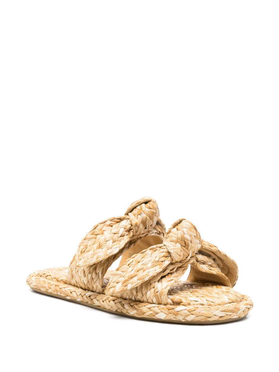 Zimmermann Beige Knot Detail Woven Sandals Open Toe Slip On One Centimeter Heel