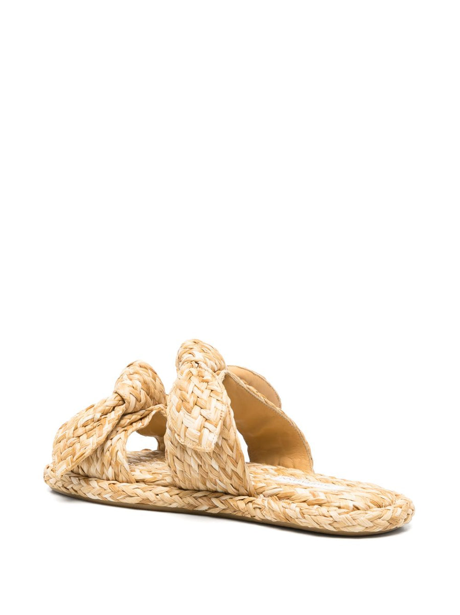 Zimmermann Beige Knot Detail Woven Sandals Open Toe Slip On One Centimeter Heel