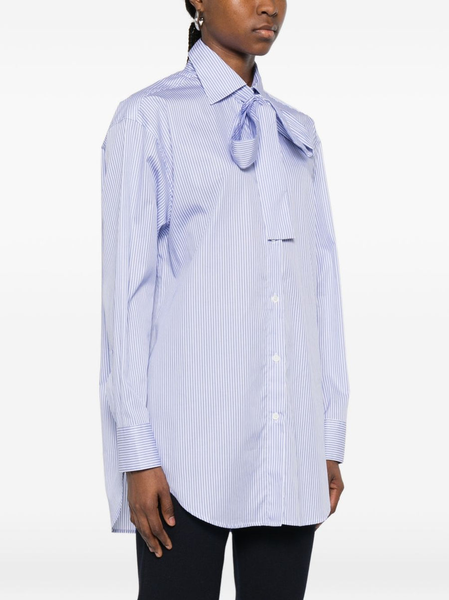 Archivio '67 Women's Striped Cotton Shirt With Bow Detail And Front Buttons For Effortless Everyday Wear