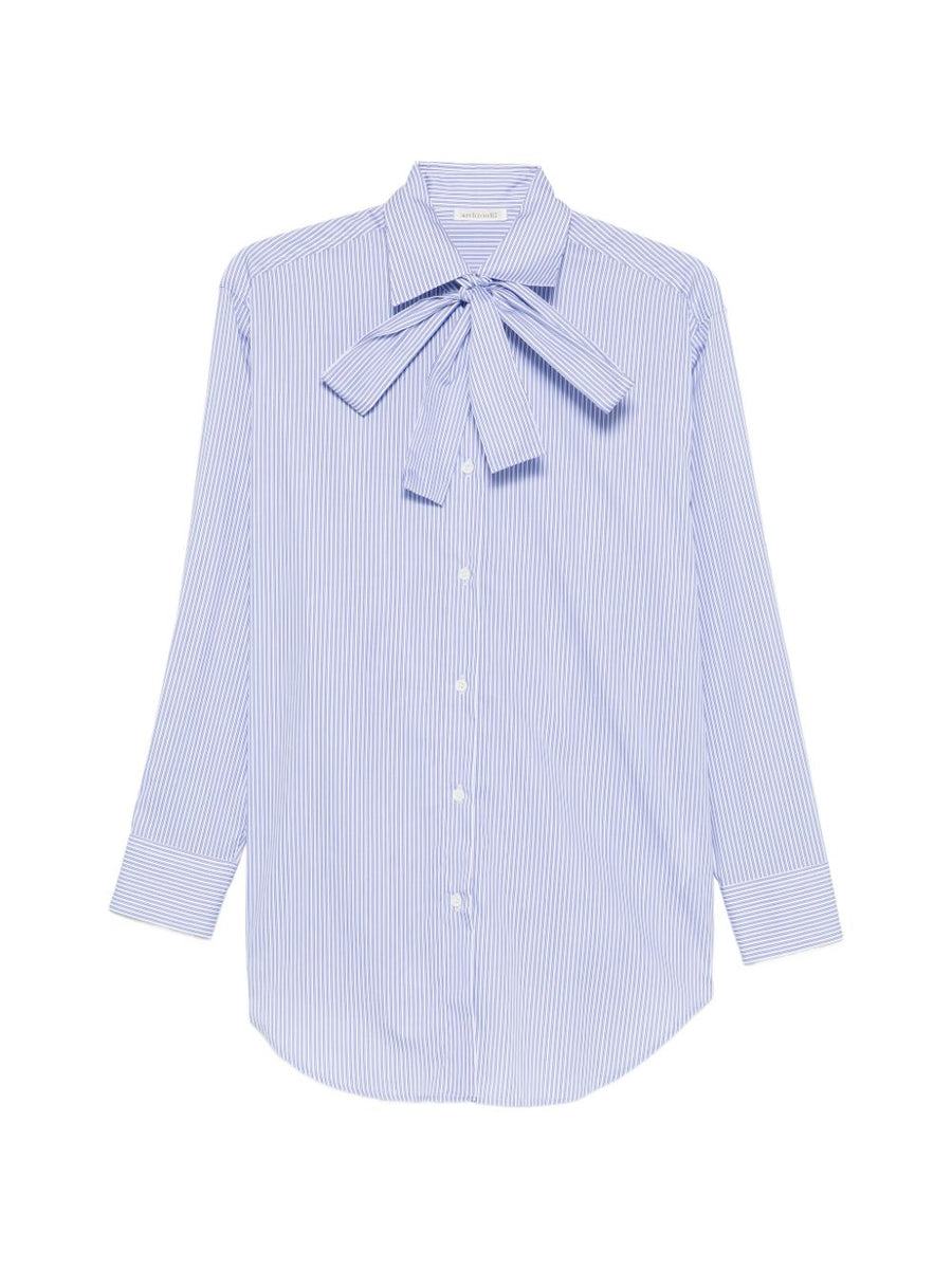 Archivio '67 Women's Striped Cotton Shirt With Bow Detail And Front Buttons For Effortless Everyday Wear