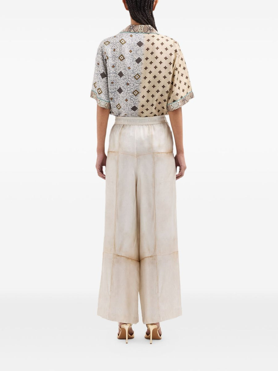 Pierre Louis Mascia Printed Silk Trousers, Day To Night Resort Wear For Women, Timeless Luxury