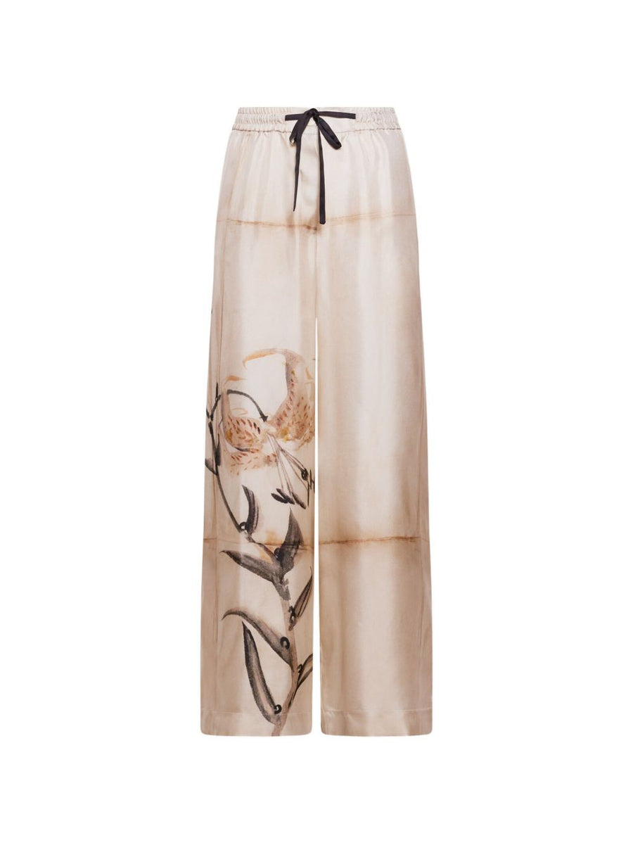 Pierre Louis Mascia Printed Silk Trousers, Day To Night Resort Wear For Women, Timeless Luxury