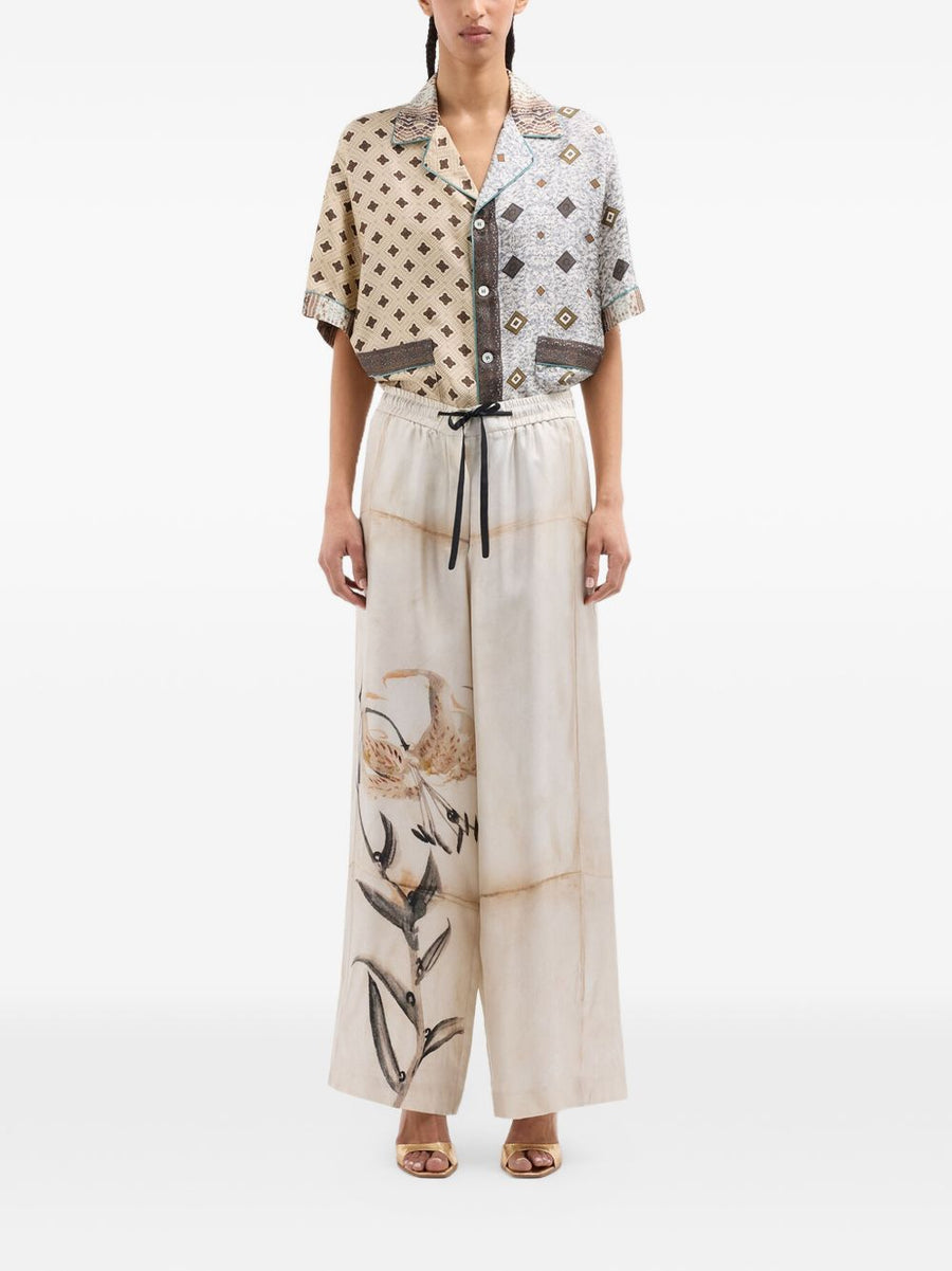Pierre Louis Mascia Printed Silk Trousers, Day To Night Resort Wear For Women, Timeless Luxury