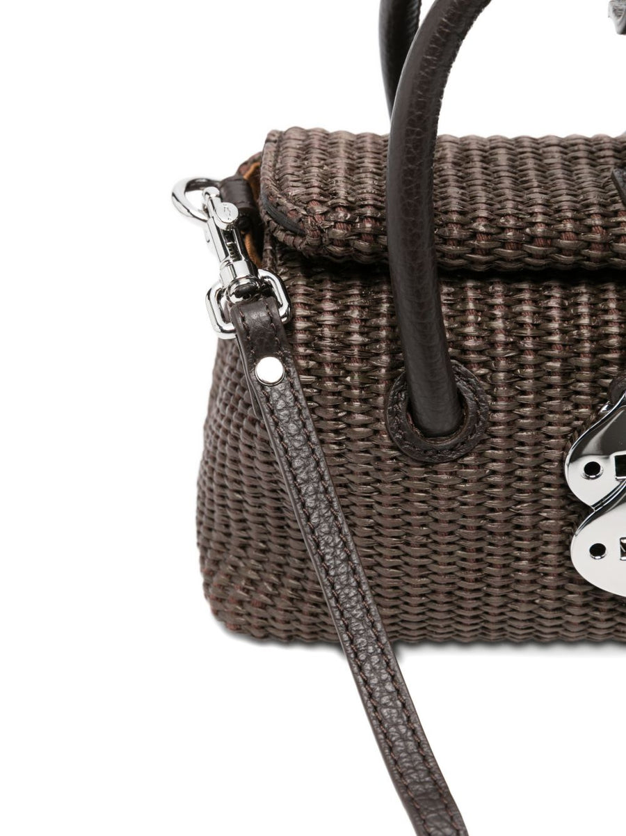 Zanellato Dotta Vimini Baby Handbag Luxury Raffia Calf Leather Detachable Strap Compact For Women Everyday Elegance