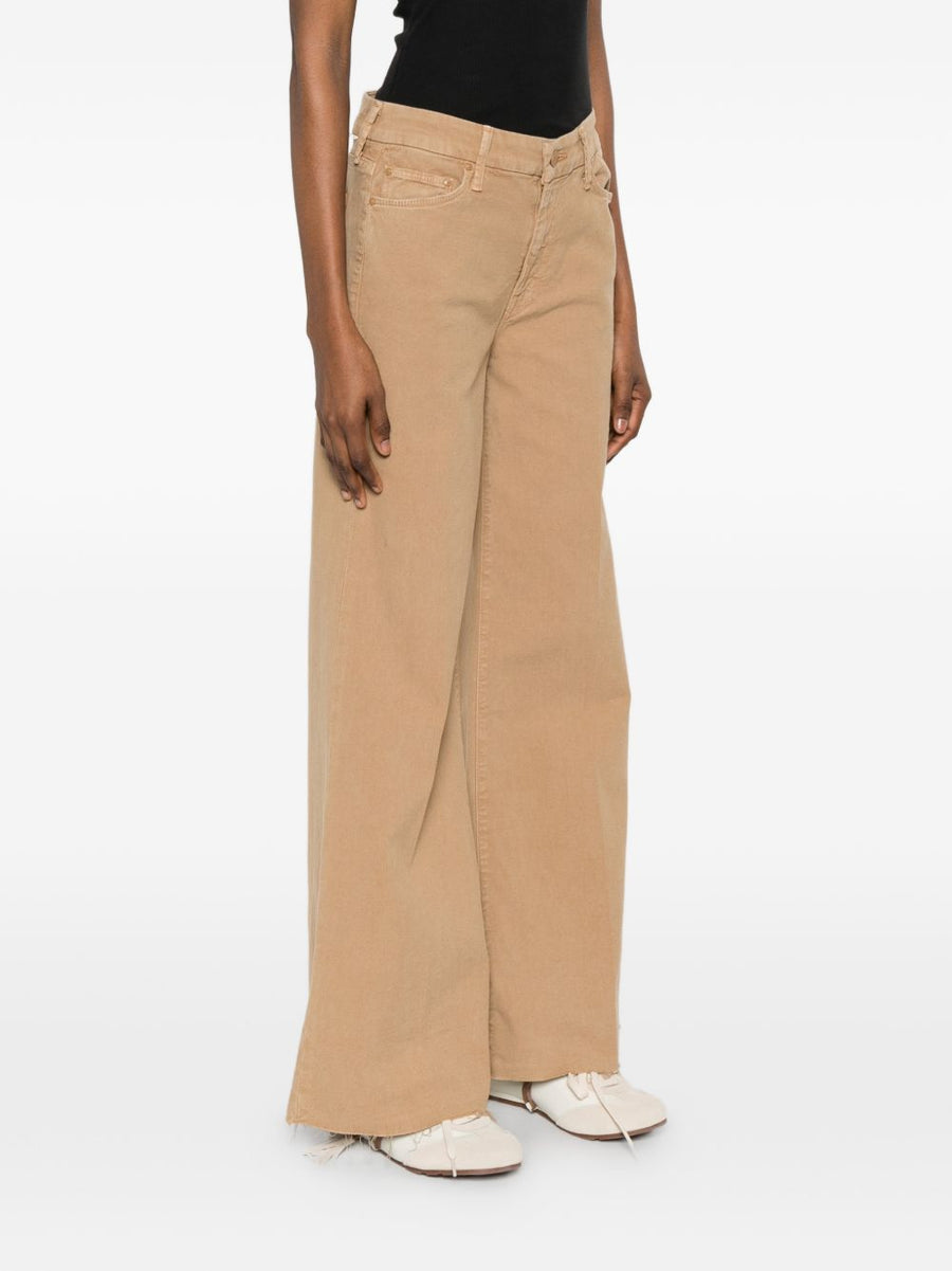 Mother Beige Wide Leg Denim Jeans For Women With Stretch Cotton Lyocell Blend Five Pocket Wardrobe Staple