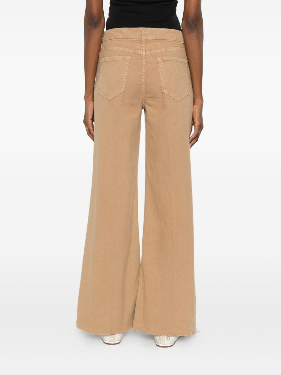 Mother Beige Wide Leg Denim Jeans For Women With Stretch Cotton Lyocell Blend Five Pocket Wardrobe Staple