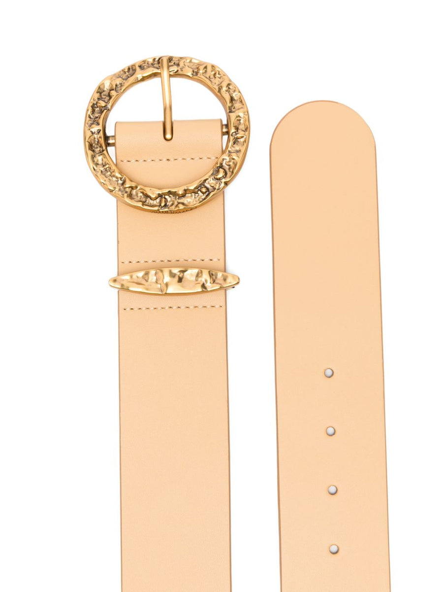 Zimmermann Solena Luxurious Beige Calf Leather Belt For Women With Adjustable Fit And Gold Tone Hardware