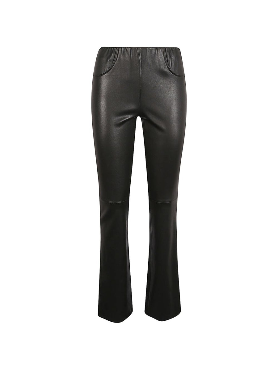 Leather Flared Leg Trousers Via Masini 80 For Women High Waist Polished Silhouette