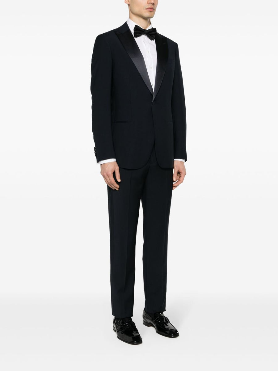 Giorgio Armani Slim Fit Navy Wool Tuxedo Suit For Men Luxury Tailored Two Piece Formalwear