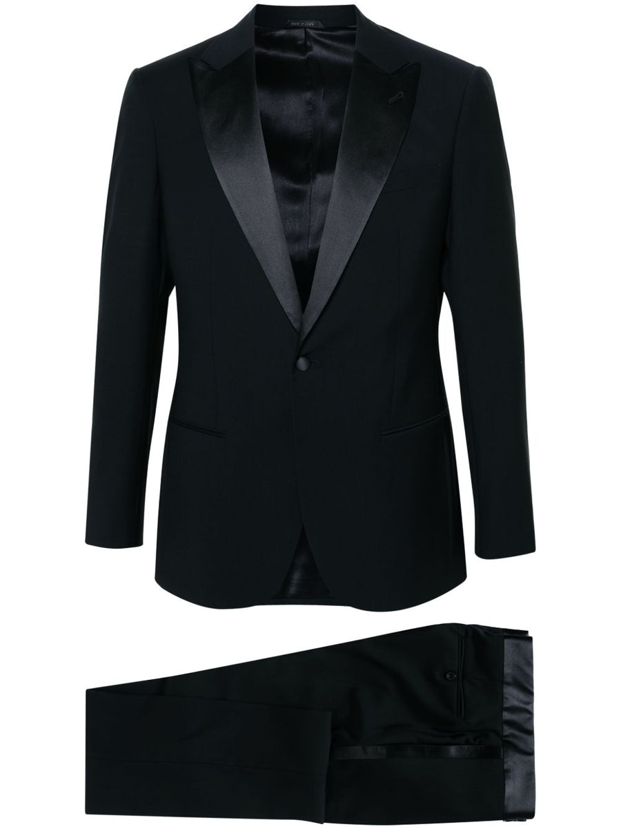 Giorgio Armani Slim Fit Navy Wool Tuxedo Suit For Men Luxury Tailored Two Piece Formalwear