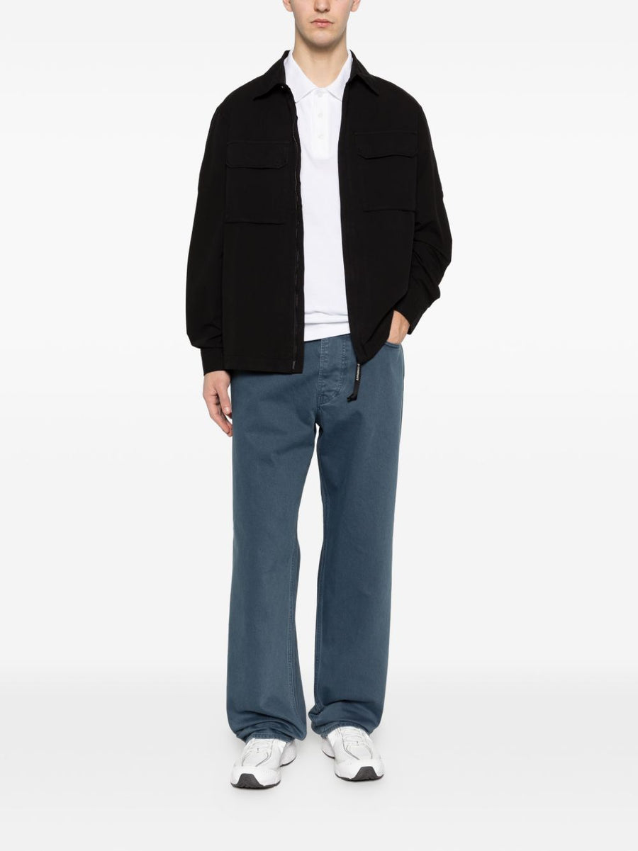 C.P. Company Organic Cotton Overshirt for Men Versatile Black Layer Featuring Front Zip for Everyday Wear
