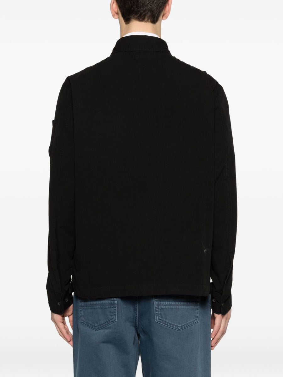 C.P. Company Organic Cotton Overshirt for Men Versatile Black Layer Featuring Front Zip for Everyday Wear