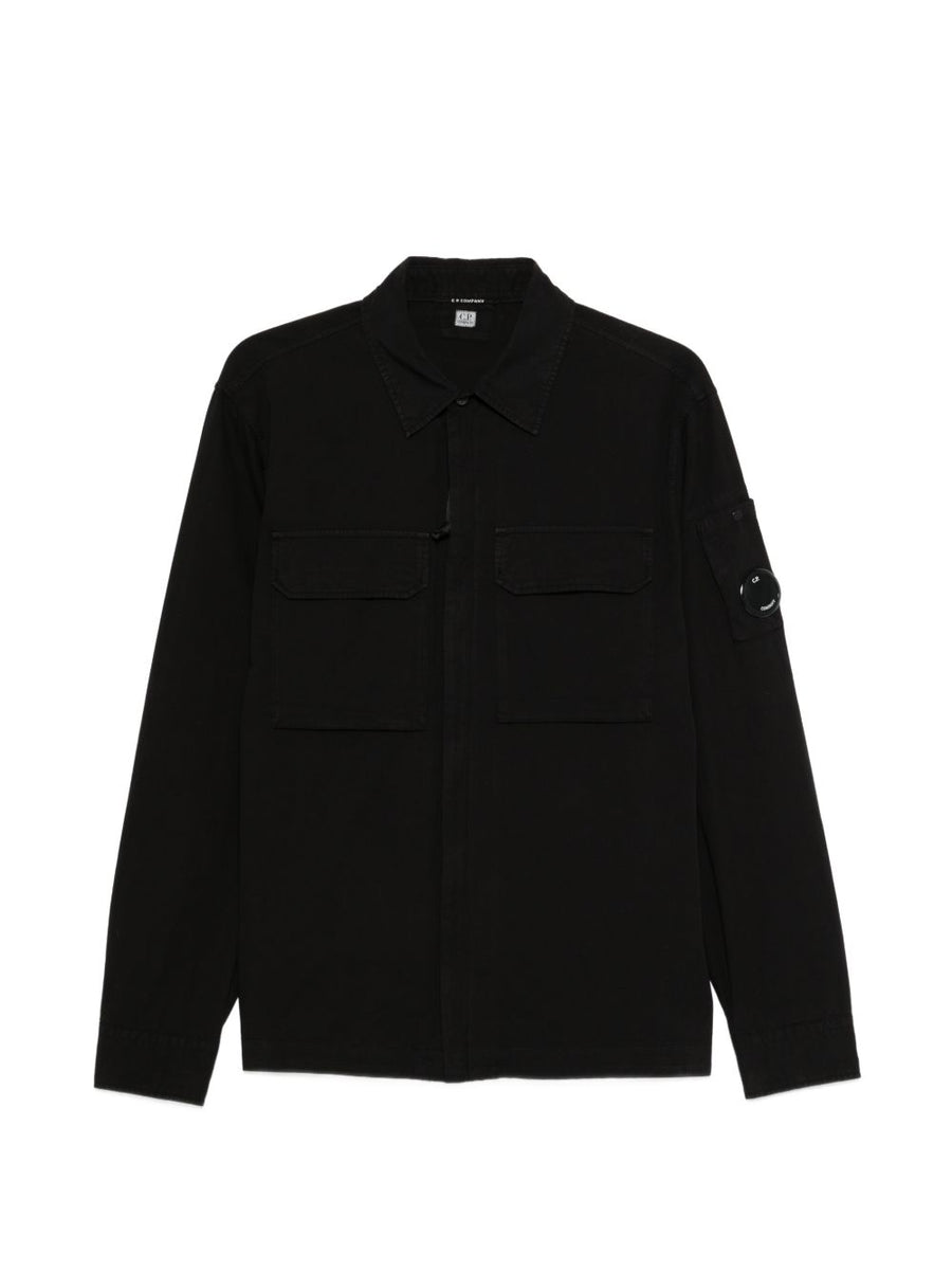C.P. Company Organic Cotton Overshirt for Men Versatile Black Layer Featuring Front Zip for Everyday Wear