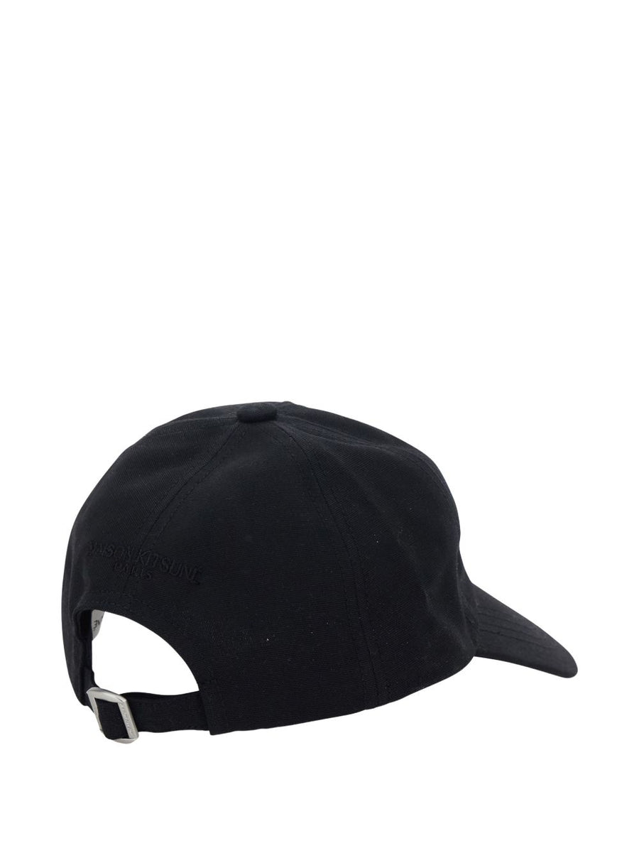 Maison Kitsuné Dressed Fox Baseball Cap for Men With Adjustable Rear Strap Black Cotton