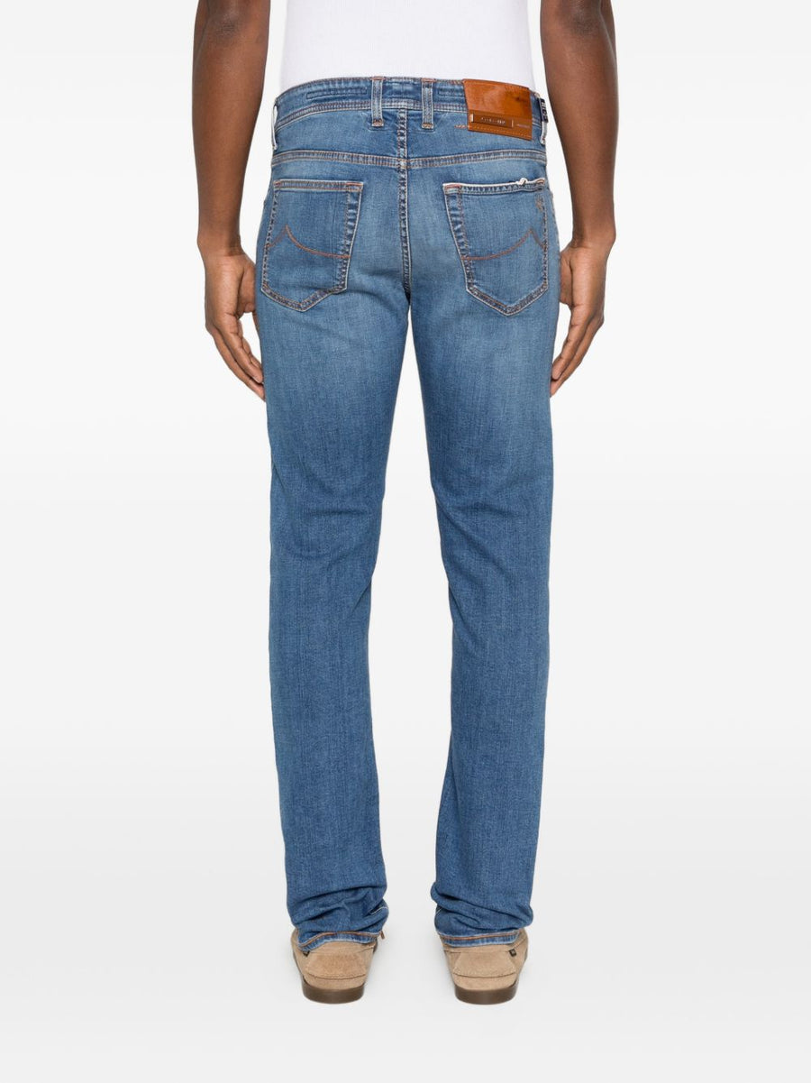 Jacob Cohen Navy Slim Fit Denim Jeans For Men Five Pocket Premium Quality