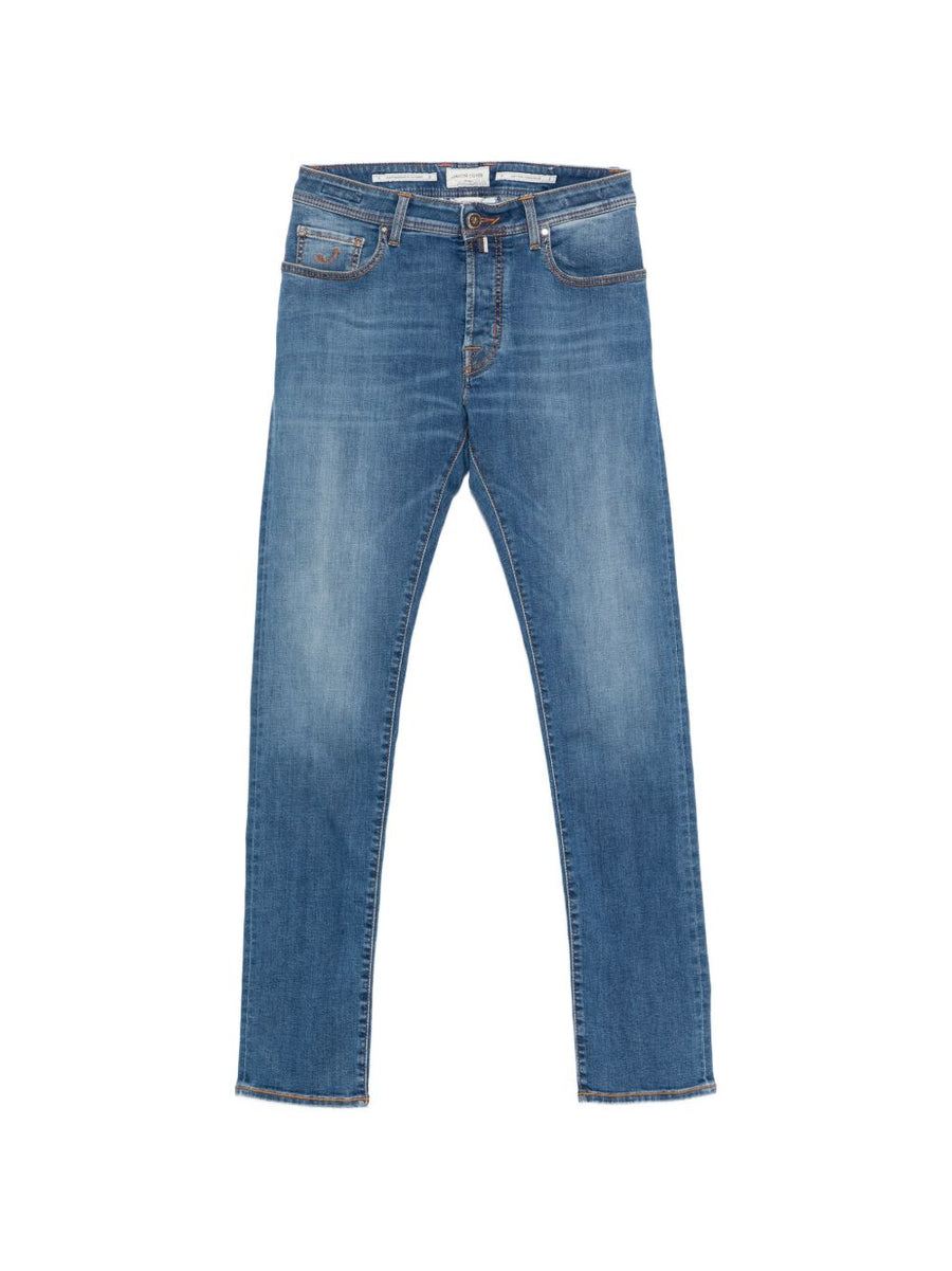 Jacob Cohen Navy Slim Fit Denim Jeans For Men Five Pocket Premium Quality