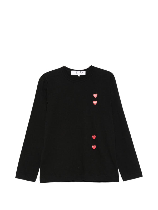 Comme Des Garçons Cotton Long Sleeve T Shirt For Men With Signature Black Heart Motif