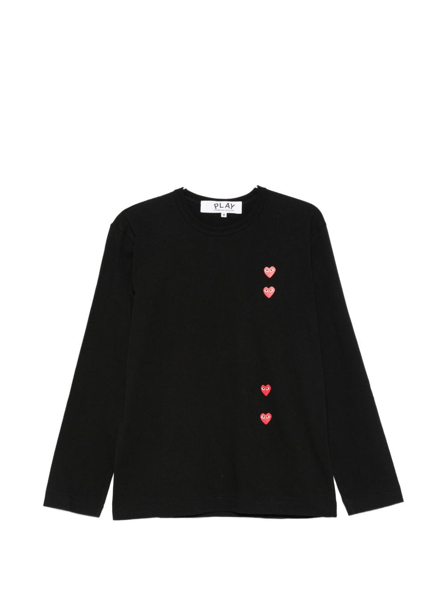 Comme Des Garçons Cotton Long Sleeve T Shirt For Men With Signature Black Heart Motif