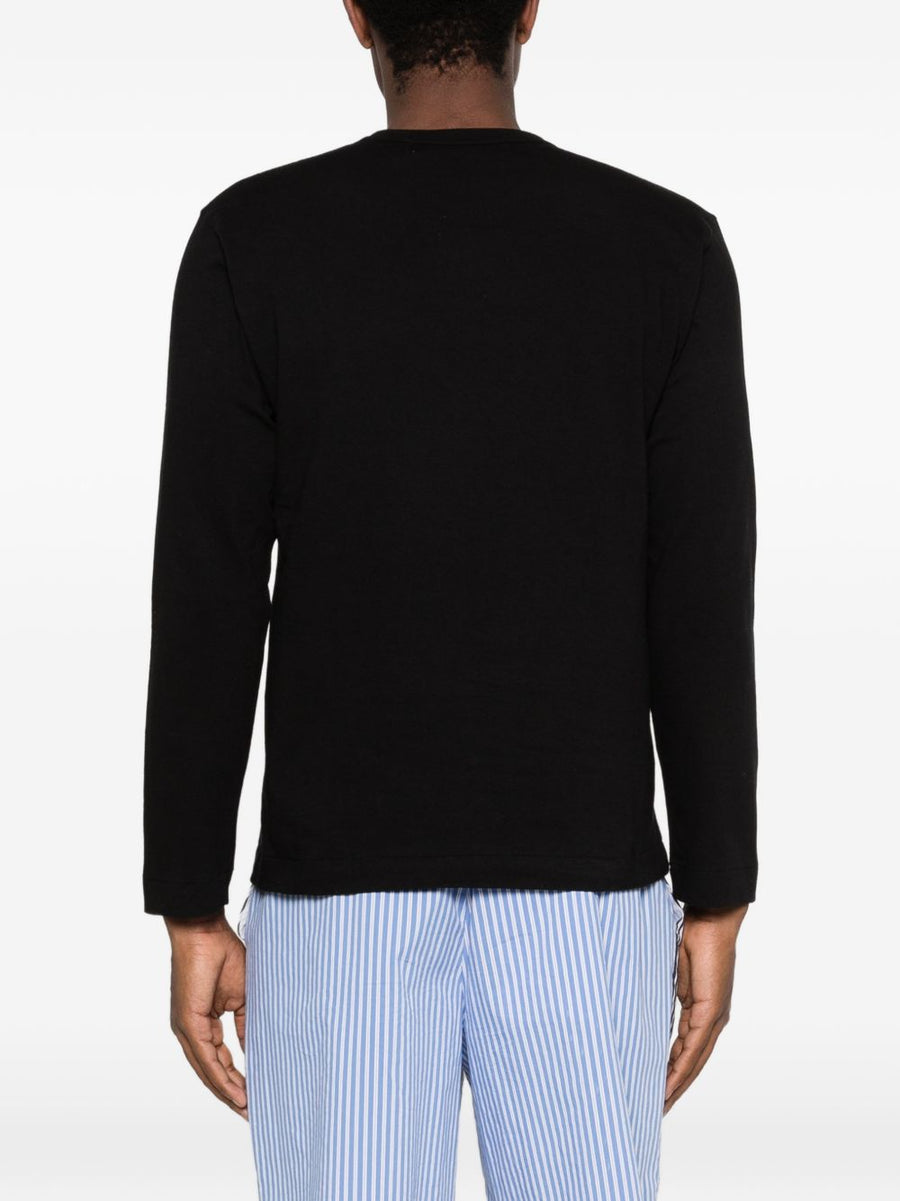 Comme Des Garçons Cotton Long Sleeve T Shirt For Men With Signature Black Heart Motif