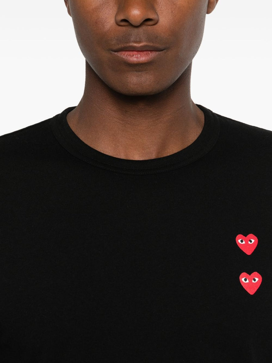 Comme Des Garçons Cotton Long Sleeve T Shirt For Men With Signature Black Heart Motif