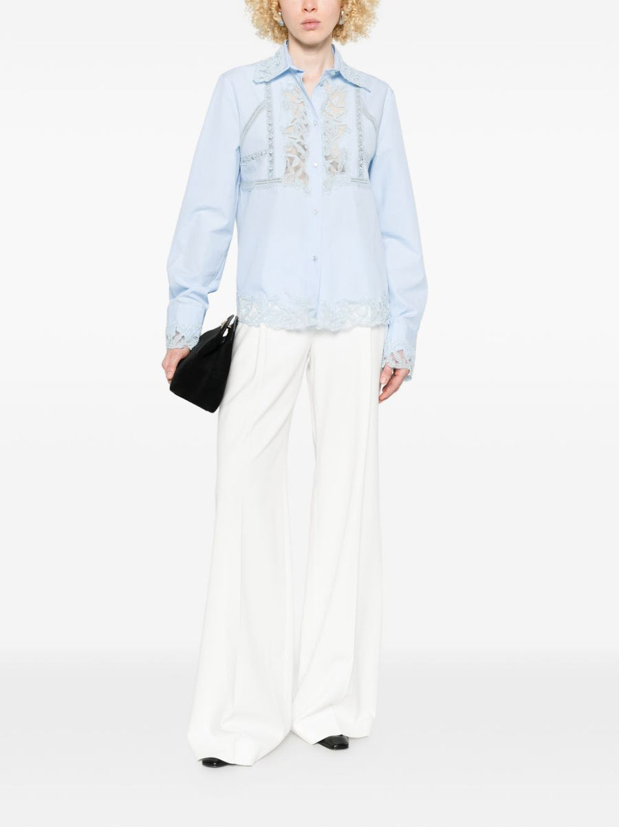 Ermanno Scervino Embroidered Cotton Shirt For Women With Floral Detailing And Timeless Tailoring
