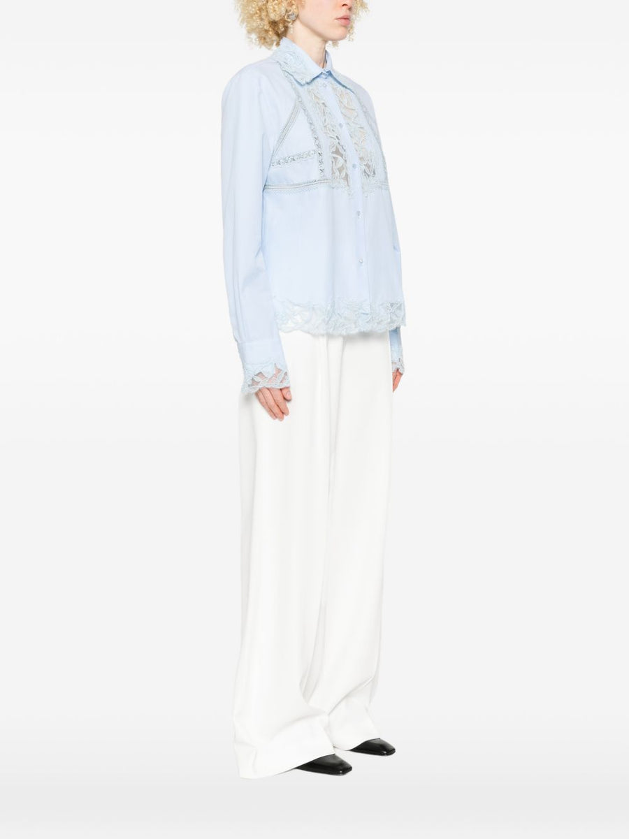 Ermanno Scervino Embroidered Cotton Shirt For Women With Floral Detailing And Timeless Tailoring