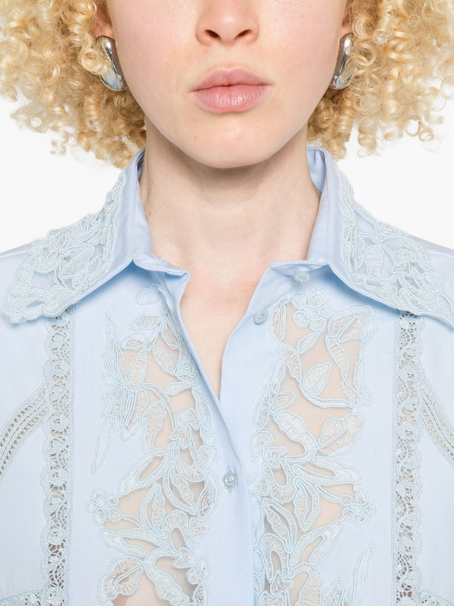 Ermanno Scervino Embroidered Cotton Shirt For Women With Floral Detailing And Timeless Tailoring