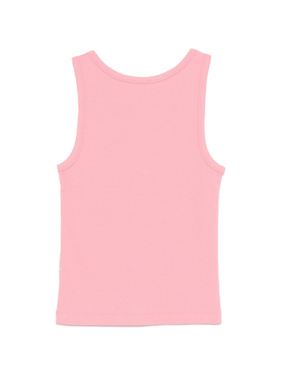 Closed Pink Cotton Tank Top With Elastane Stretch, Ribbed Knit, Womens Summer Essential