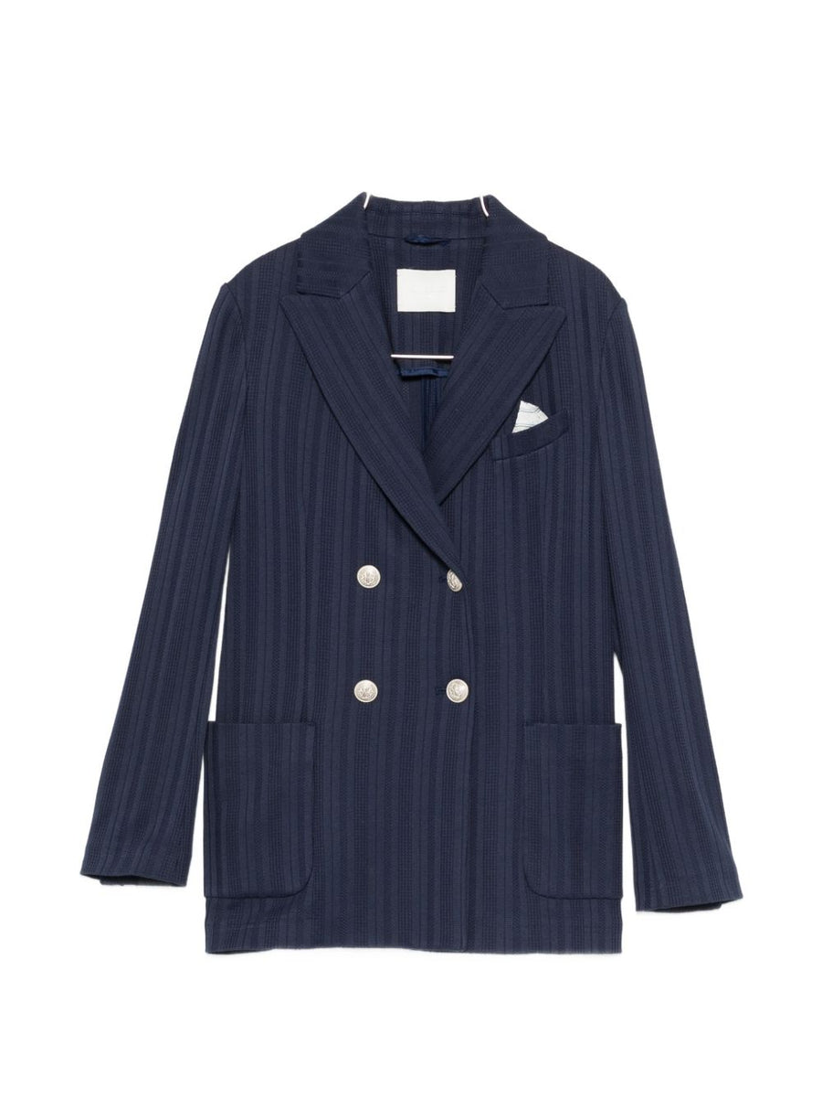 Circolo 1901 Navy Cotton Double-Breasted Jacket For Women Polished Workwear Comfort