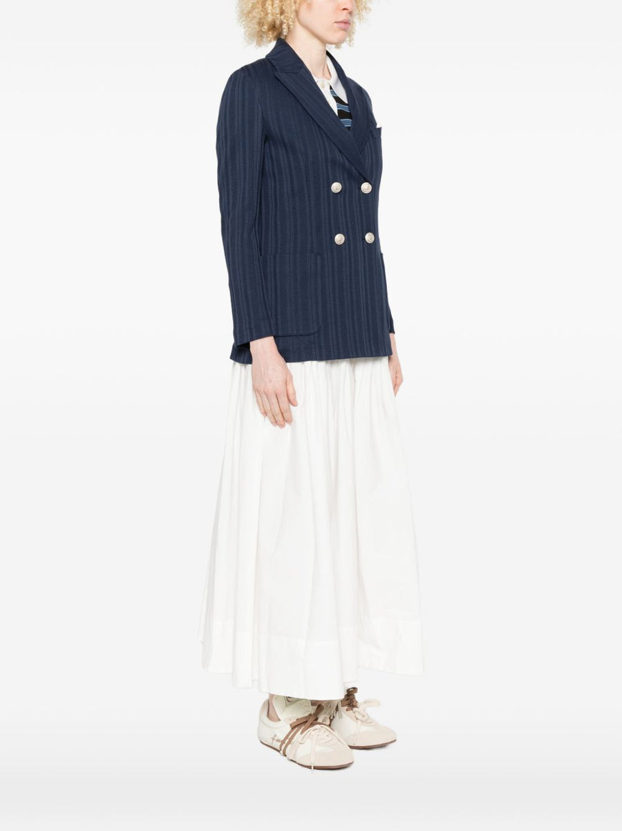 Circolo 1901 Navy Cotton Double-Breasted Jacket For Women Polished Workwear Comfort