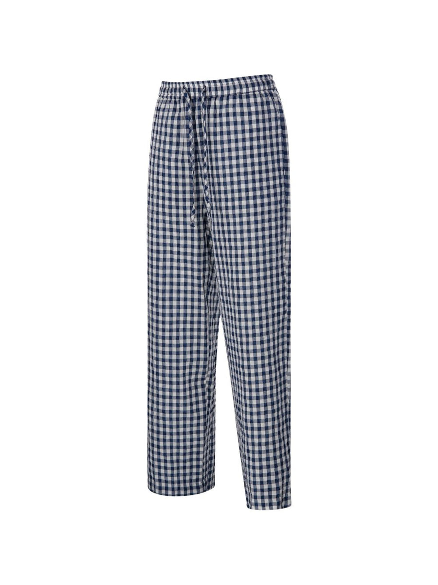 Dunst Premium Navy Checked Pajama Trousers Women Relaxed Fit Timeless Comfort Sleepwear Loungewear Blend