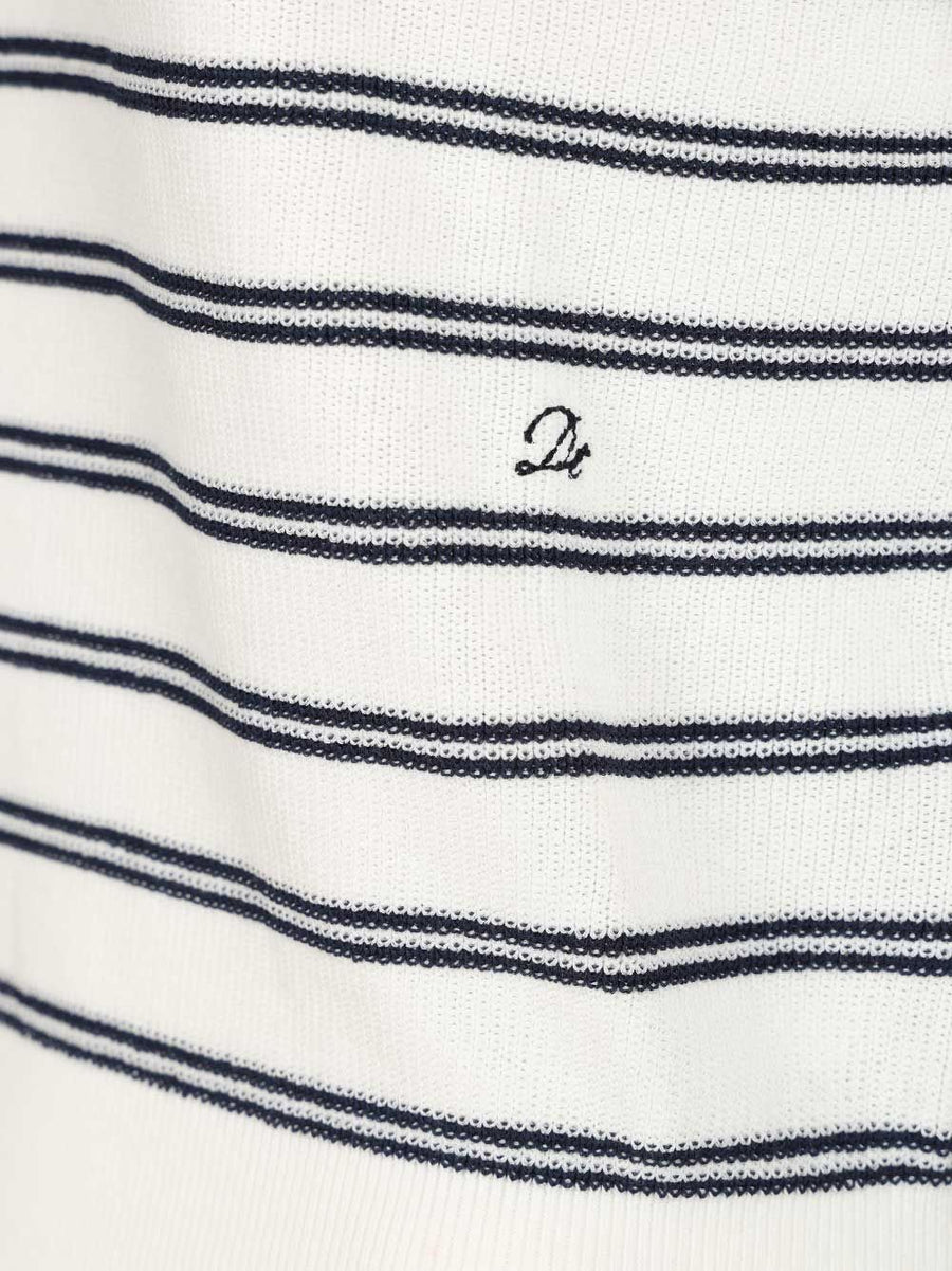 Dunst Cotton Blend Striped Polo Shirt For Women White Versatile Everyday Comfort