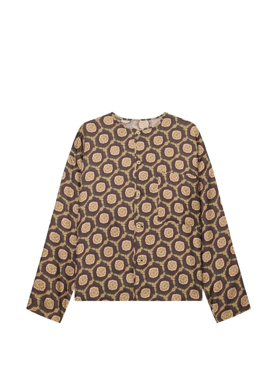 Emporio Armani Printed Short Jacket For Men Lightweight Multicolor Yellow Pattern Button Front Statement Piece