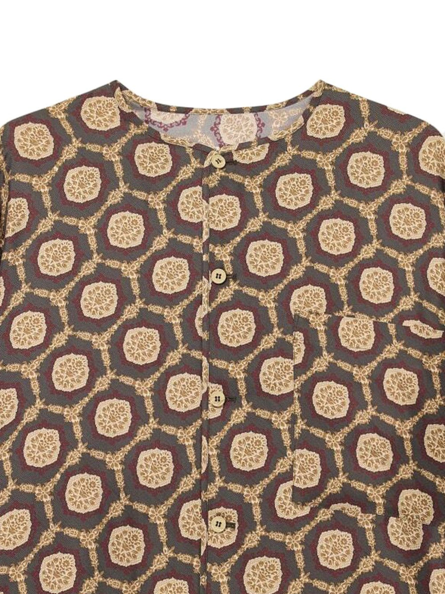 Emporio Armani Printed Short Jacket For Men Lightweight Multicolor Yellow Pattern Button Front Statement Piece