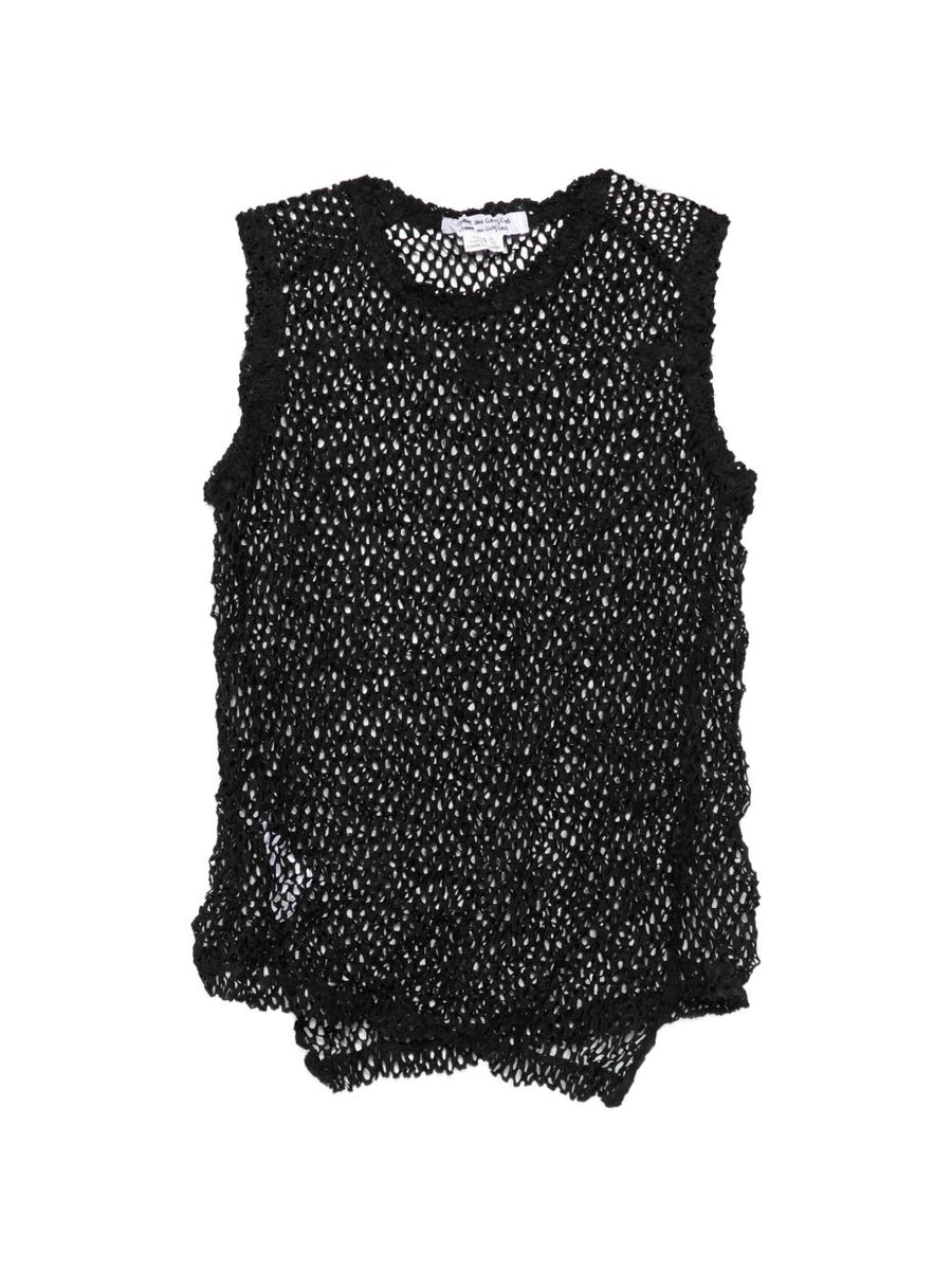 Comme Comme Sleeveless Top For Women Versatile Net Design In Black For Spring Summer 2026