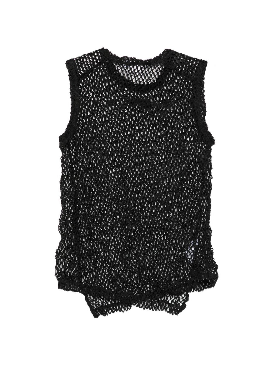 Comme Comme Sleeveless Top For Women Versatile Net Design In Black For Spring Summer 2026