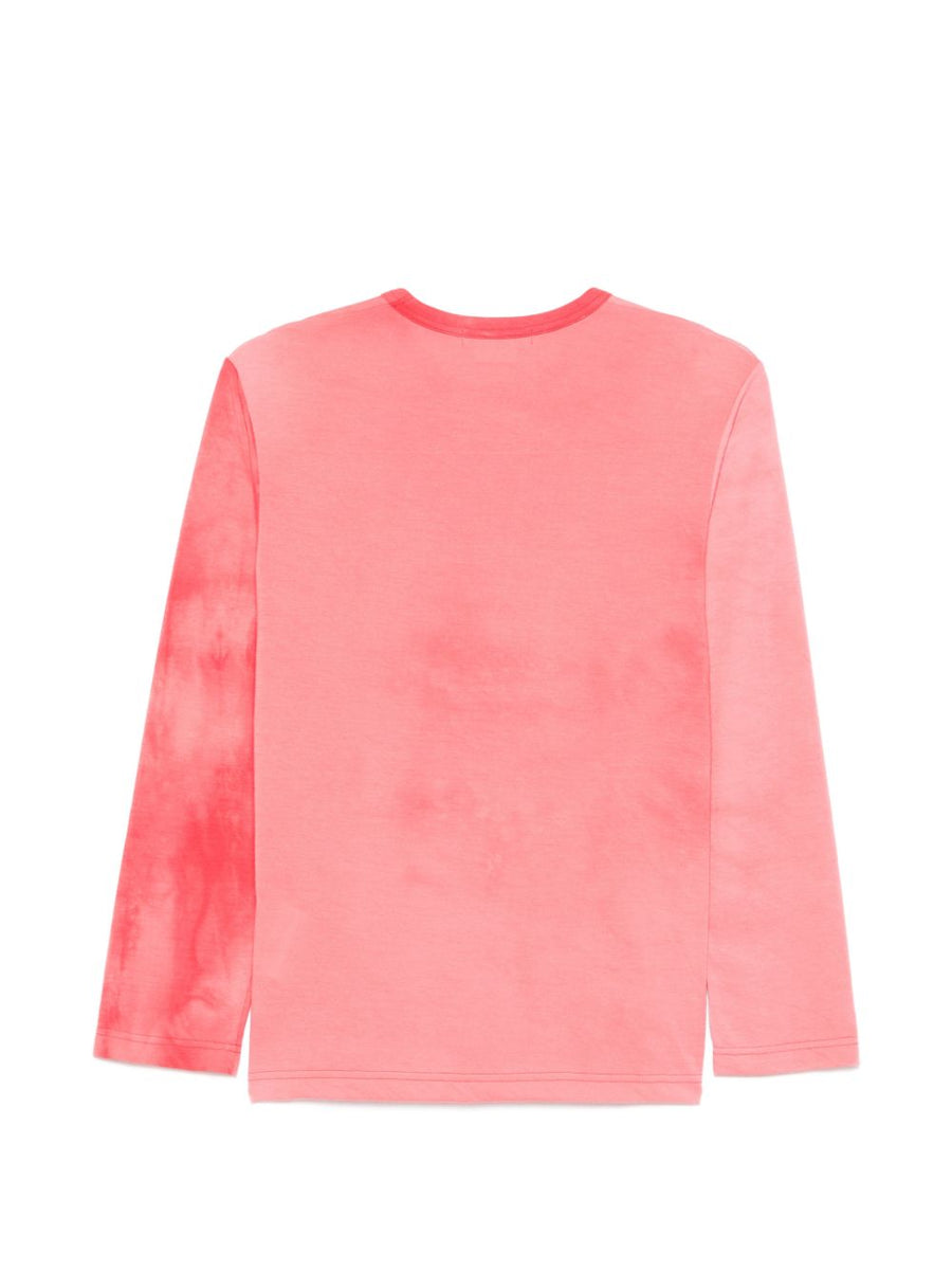 Comme Des Garçons Crewneck T Shirt Women Long Sleeve Essential Luxury Polyester Topwear Pink Red