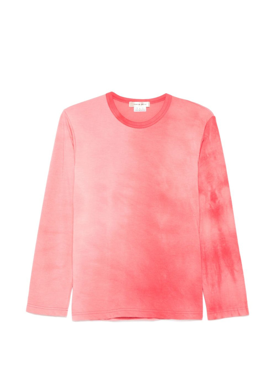 Comme Des Garçons Crewneck T Shirt Women Long Sleeve Essential Luxury Polyester Topwear Pink Red