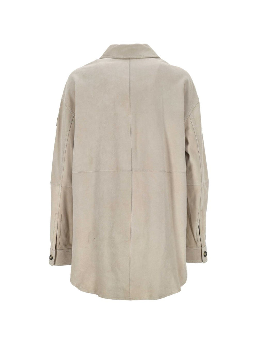 Peuterey Lya Beige Suede Leather Jacket For Women Premium Calf Suede With Button Front Flap Pockets