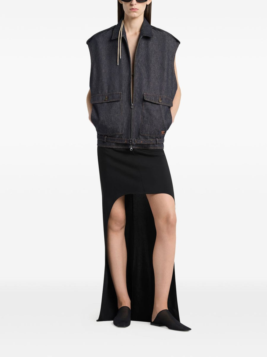Courreges Navy Denim Sleeveless Bomber Jacket for Women Lightweight Chic Versatile Spring Summer 2026