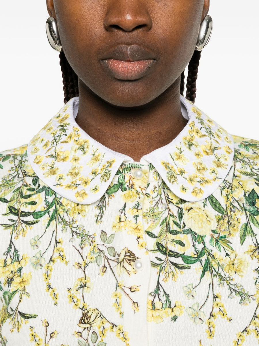 Alice Olivia Carson Printed Cardigan Lightweight Floral Collar Topwear for Women Luxe Spring Layer