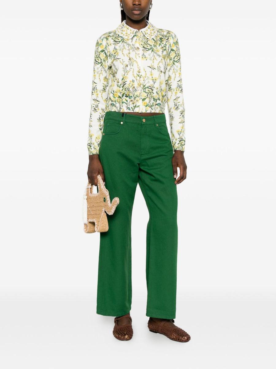 Alice Olivia Carson Printed Cardigan Lightweight Floral Collar Topwear for Women Luxe Spring Layer