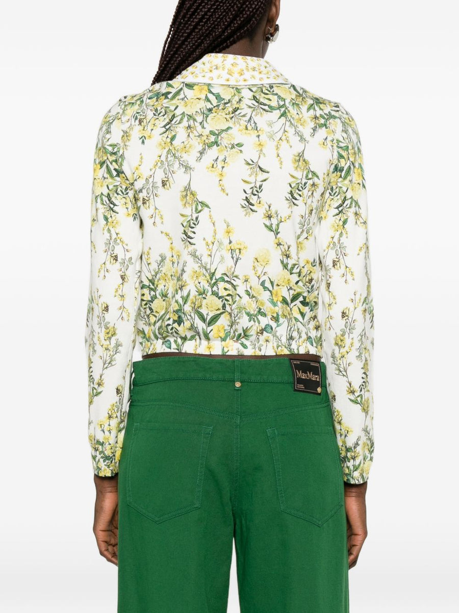 Alice Olivia Carson Printed Cardigan Lightweight Floral Collar Topwear for Women Luxe Spring Layer