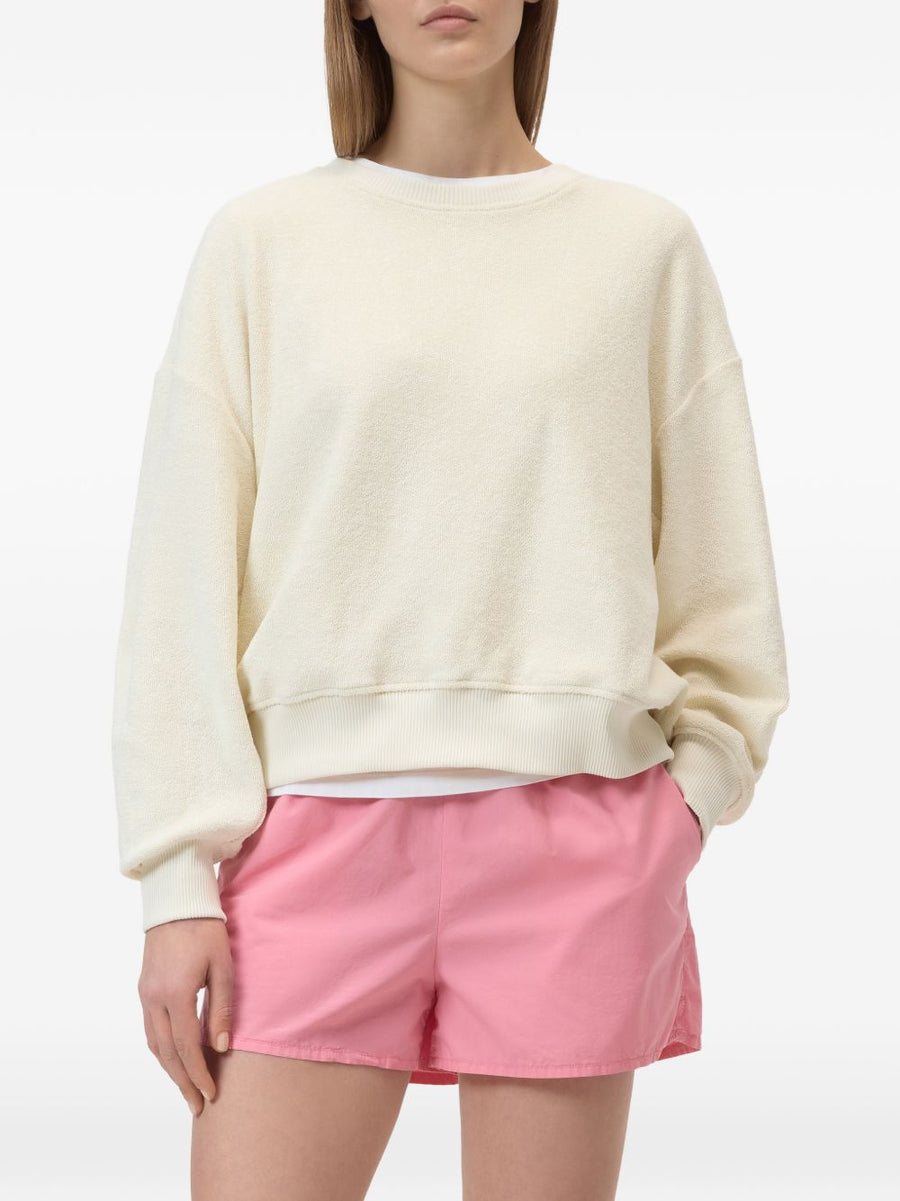 Closed Organic Cotton Sweatshirt Textured For Women With Relaxed Fit And Ribbed Hem Beige