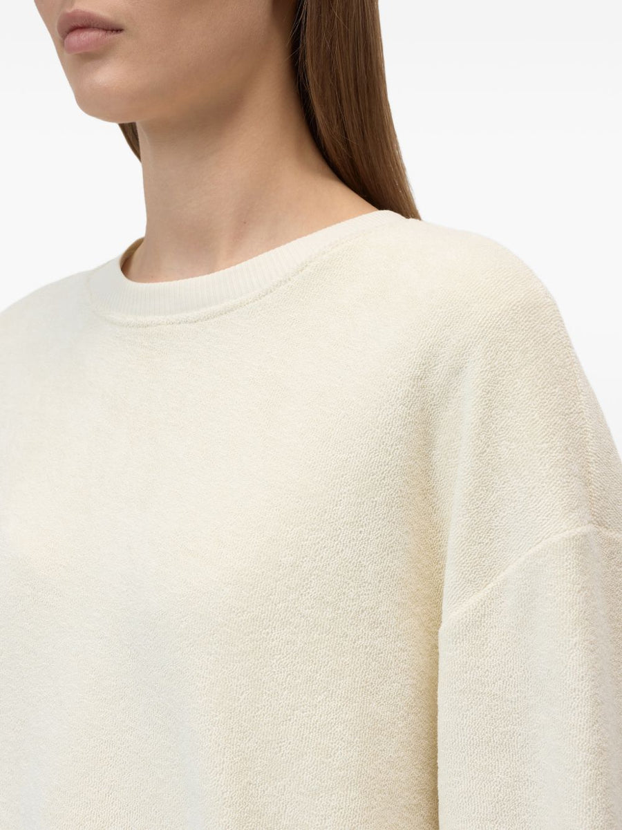 Closed Organic Cotton Sweatshirt Textured For Women With Relaxed Fit And Ribbed Hem Beige