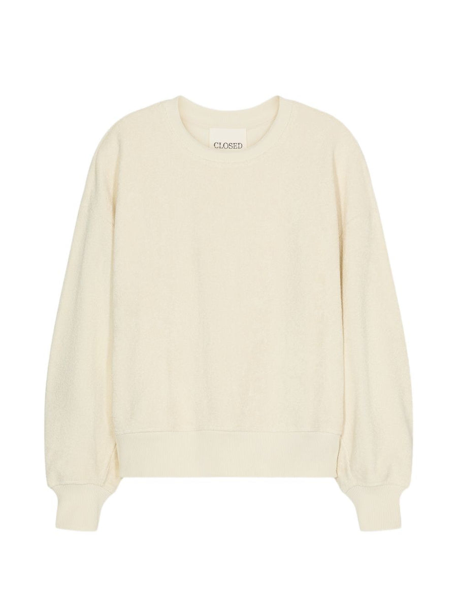 Closed Organic Cotton Sweatshirt Textured For Women With Relaxed Fit And Ribbed Hem Beige