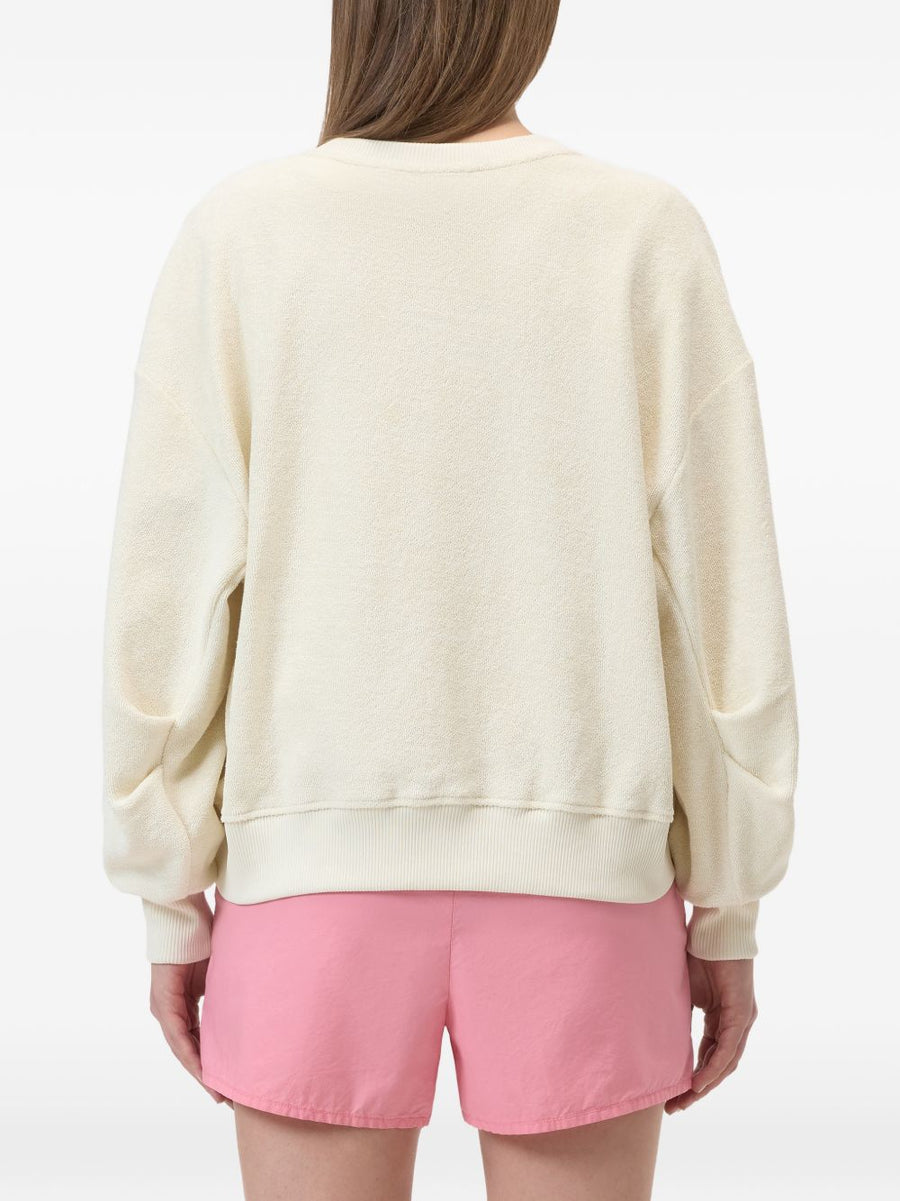 Closed Organic Cotton Sweatshirt Textured For Women With Relaxed Fit And Ribbed Hem Beige