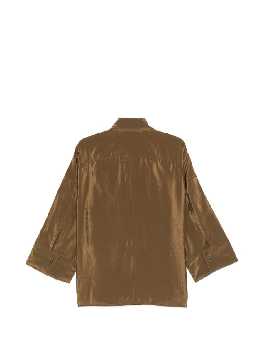 Alberto Biani Organze Shirt For Women Brown Viscose Blend Tailored Office Wear Spring Summer 2026
